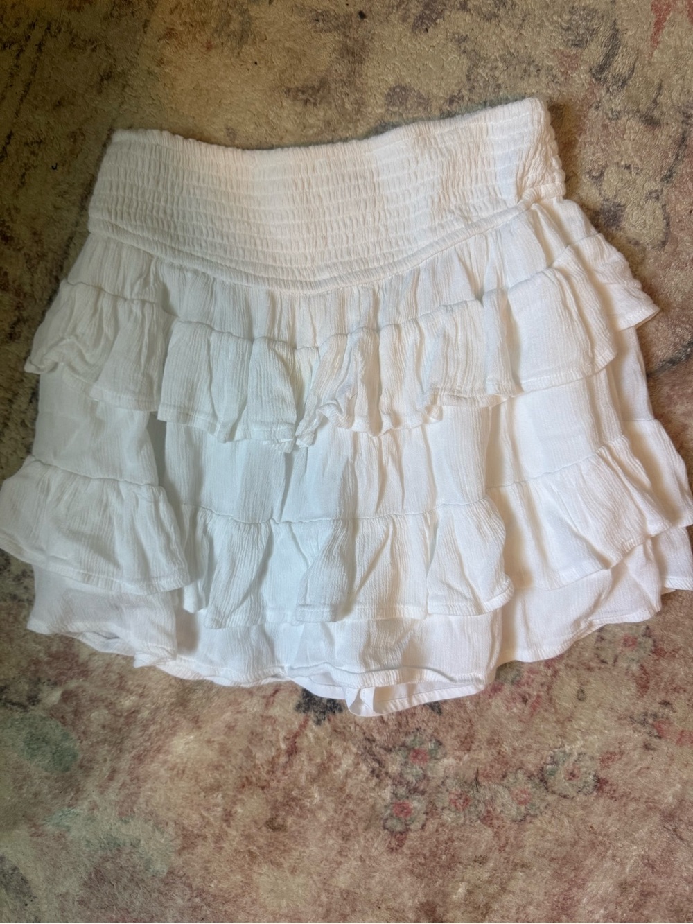 Hollister White Tiered Ruffle Skater Skirt